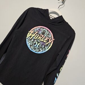 Clearance! Hurley black logo print hooded long-sleeve